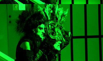 Eric Glaser and Rumi Missabu as The Depraved Evil Stepsisters  in Paul Festa's silent-film comedy The Glitter Emergency 